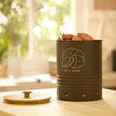 Charcoal Brown Potato Storage Bin with Wooden Lid